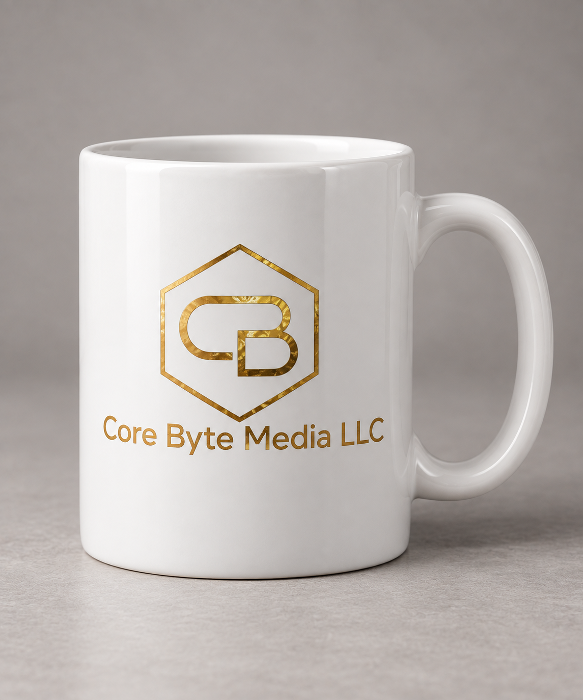 Minimal Logo Mug with the Core Byte Media LLC logo